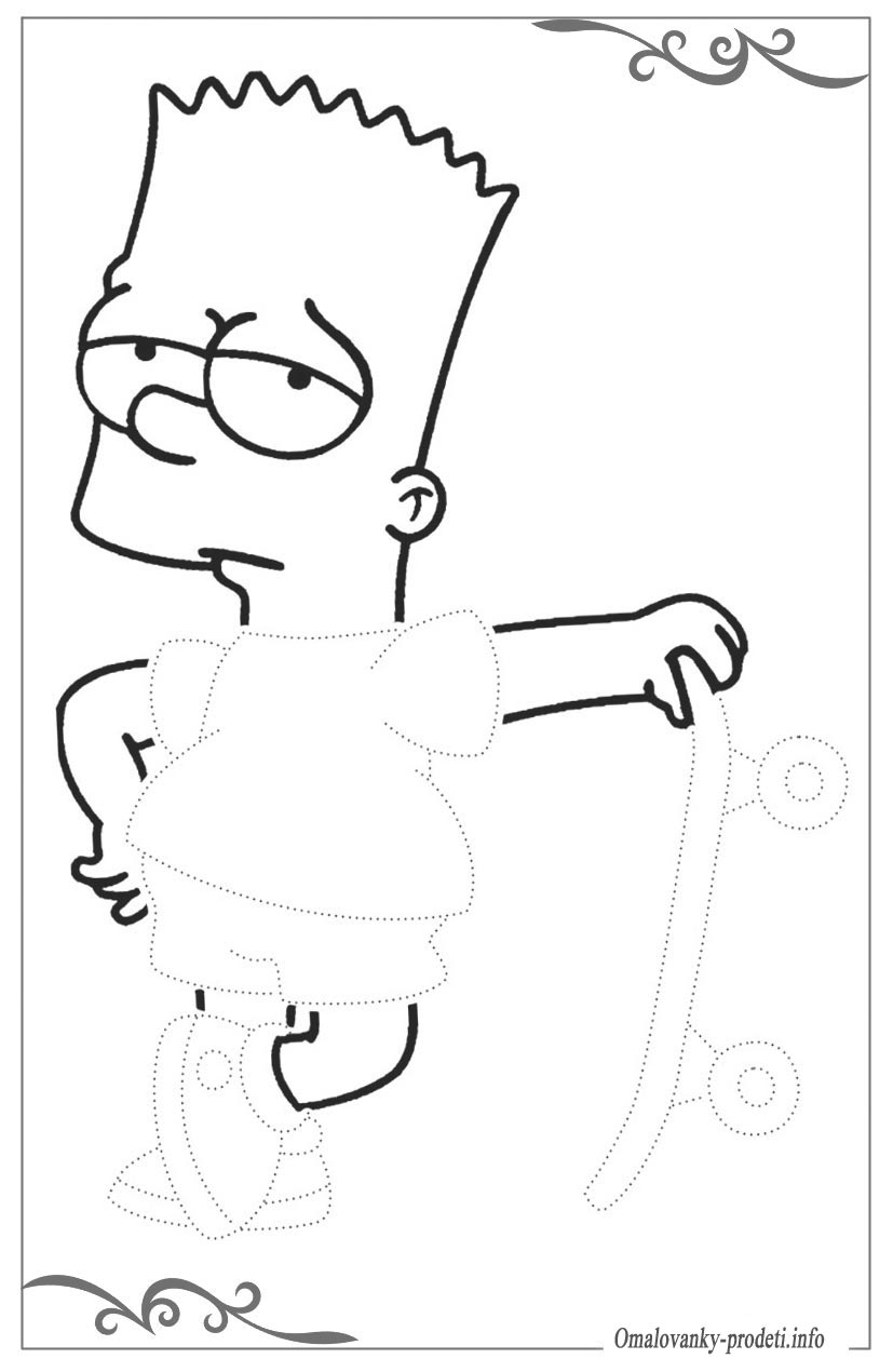 Барт симпсон грустный раскраска